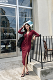 Đầm thun dài tay dáng midi