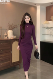 Đầm thun ôm body dài tay eo nhún kiểu dáng mini