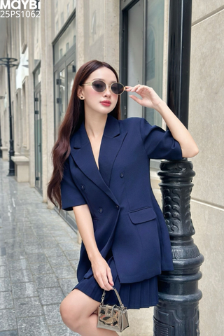 Set áo blazer chân váy xếp ly mini