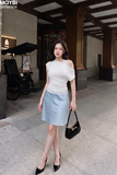 Chân váy lụa ngắn dáng A lưng thun