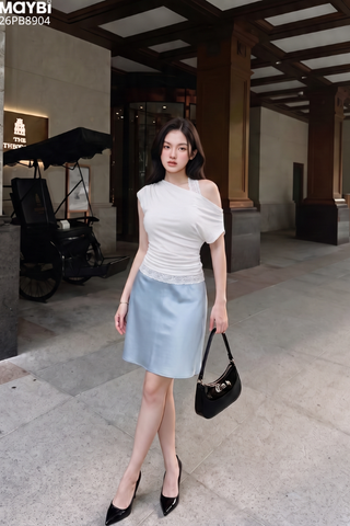 Chân váy lụa ngắn dáng A lưng thun