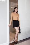 Áo kiểu ôm thun tăm cổ xoắn tay dài