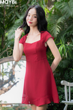 Đầm mini voan tay ngắn