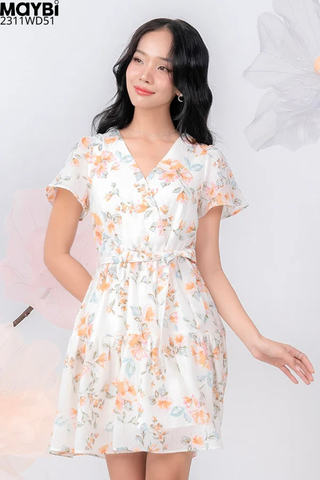 Đầm mini xòe họa tiết