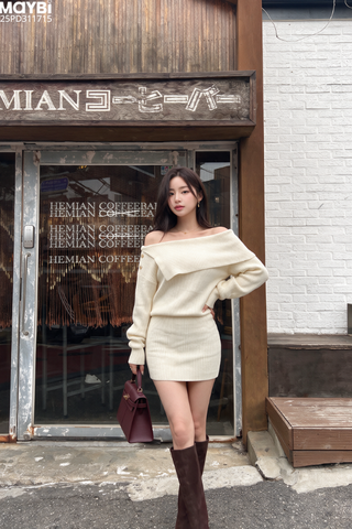 Đầm dệt kim ôm dài tay dáng mini FREESIZE