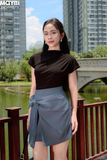 Chân váy mini thắt nơ jean