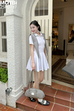 Đầm polo thun tùng xòe xếp ly dáng mini
