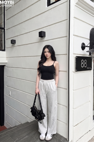 Quần ni dáng suông thun da cá lưng thun