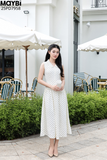Đầm chấm bi midi không tay