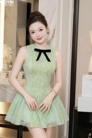 Đầm ren xòe sát nách dáng mini