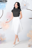 Chân váy xòe cotton lạnh xéo tà