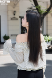 Áo bẹt vai chấm bi