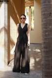 Set áo gile quần culottes xếp ly ống rộng