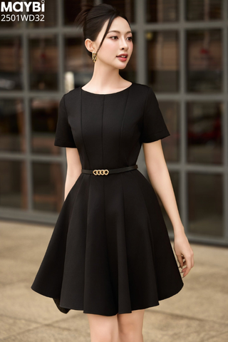 Đầm xòe cotton thái tay ngắn dáng mini
