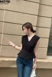 Áo peplum thun ướt đắp nhún kiểu