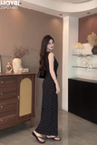 Đầm chấm bi dáng maxi