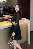 Đầm voan nhún kiểu dài tay