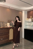 Đầm thun hai dây midi kèm áo