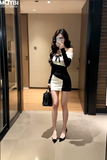 Đầm thun ôm trễ vai dài tay dáng mini