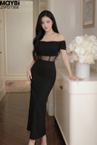 Đầm ôm bẹt vai dáng đuôi cá