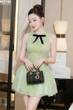 Đầm ren xòe sát nách dáng mini