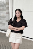 Áo kiểu tay bí phồng rút nhún eo