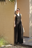 Set áo gile quần culottes xếp ly ống rộng