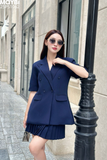 Set áo blazer chân váy xếp ly mini