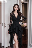 Đầm ren dài tay dáng mini