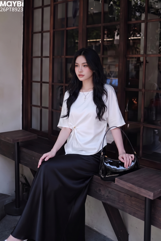 Áo kiểu lụa satin kiểu tay cánh dơi
