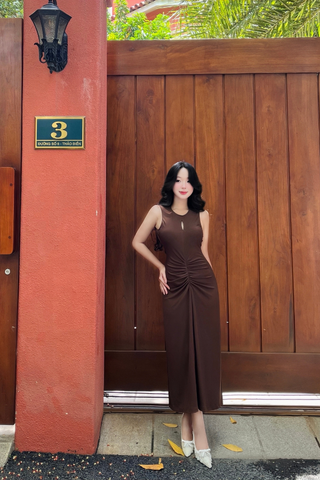 Đầm midi eo nhún kiểu