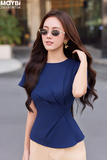 Áo peplum xếp ly eo tay bồng