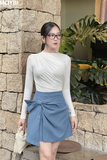 Áo ôm thun rayon nhún kiểu tay dài