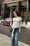 Áo ren bẹt vai phối bèo