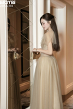 Đầm xòe lưới dáng maxi