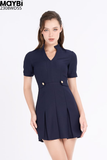 Đầm mini ôm pho xéo cổ trụ tay ngắn
