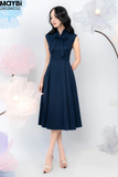 Đầm midi cotton lạnh thắt nơ cổ