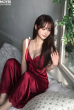 Váy ngủ lụa hai dây dáng dài phổi ren cúp ngực