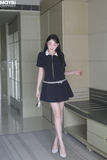 Đầm ôm tùng xòe xếp ly tay ngắn dáng mini