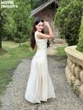 Đầm voan nhún kiểu sát nách dáng midi