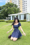 Đầm jean xòe nhún ngực dáng mini