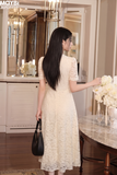 Đầm ren hoa trắng thanh lịch Élance