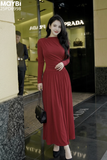Đầm thun xòe dài tay dáng midi