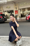Đầm polo thun tùng xòe xếp ly dáng mini