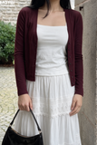 Áo Cardigan Thun Gân Tay Dài Cổ V Cài Cúc