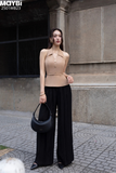 Quần culottes ống suông xếp ly