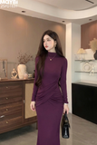 Đầm thun ôm body dài tay eo nhún kiểu dáng mini