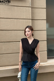 Áo peplum thun ướt đắp nhún kiểu