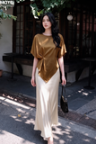 Áo kiểu lụa satin kiểu tay cánh dơi