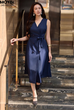 Đầm midi cotton lạnh sát nách